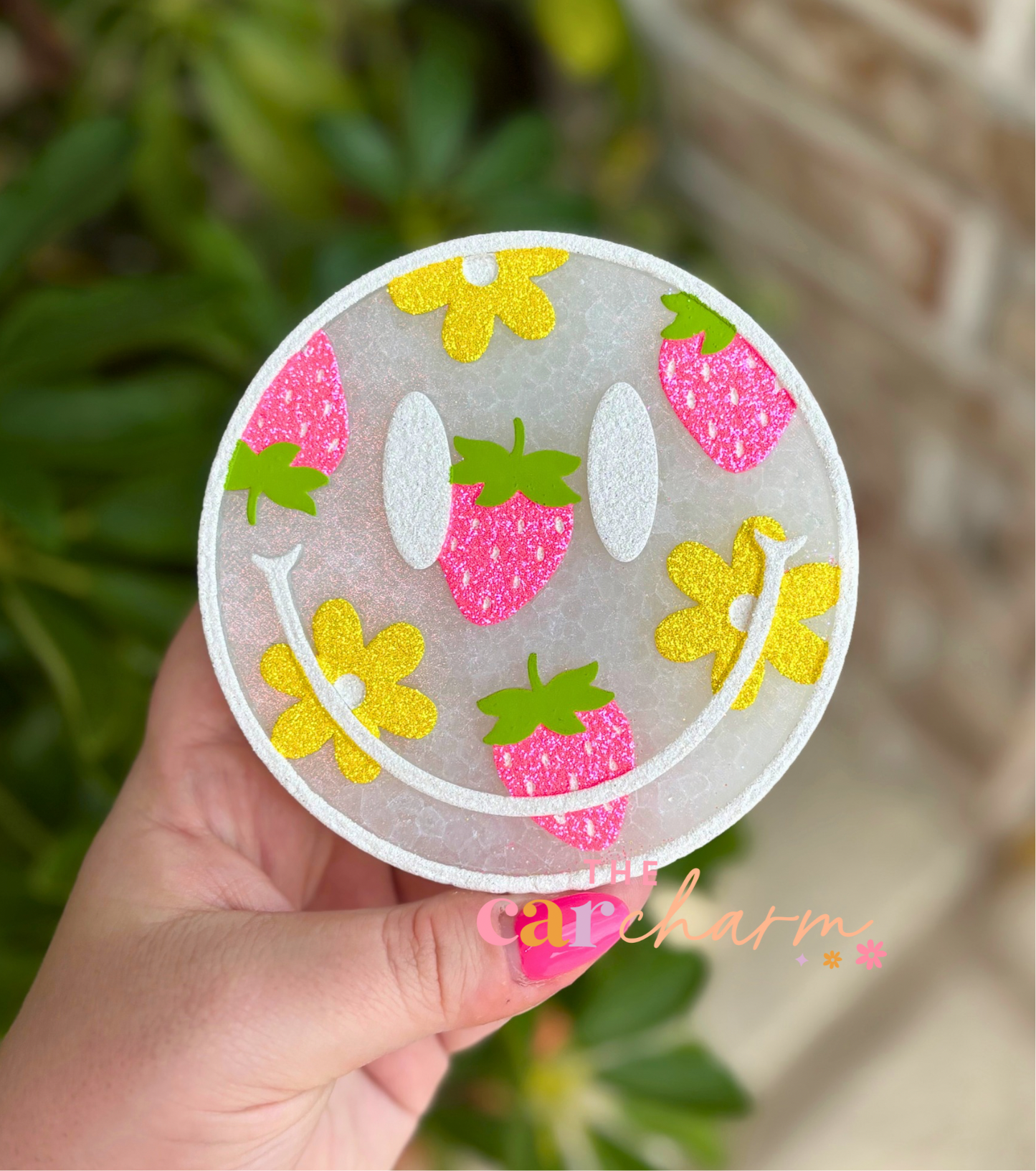 Floral Strawberry Smiley Freshie