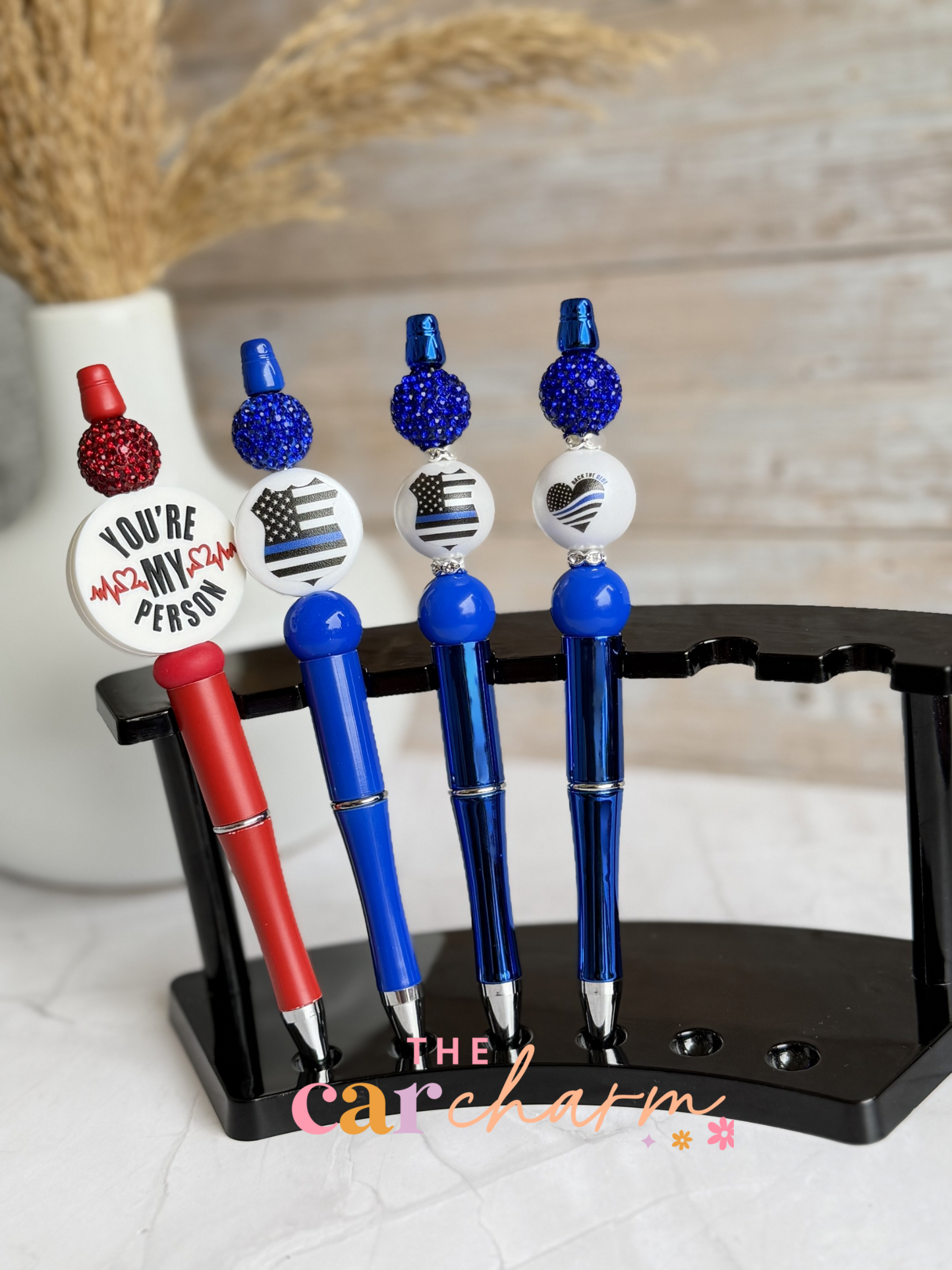 Back the Blue Beaded Pen