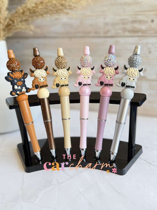 Highland Cow Beaded Pen