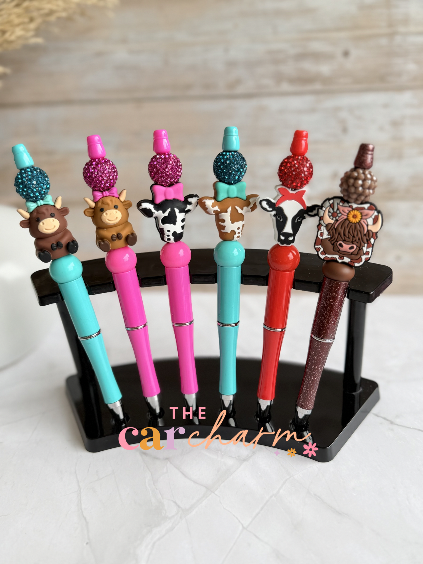 Highland Cow & Cow Beaded Pen