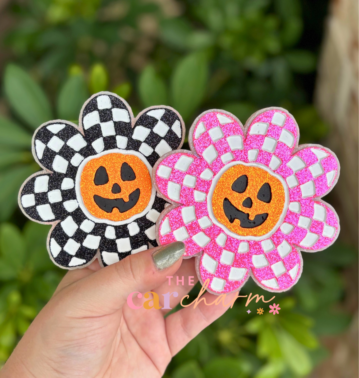 Checkered Flower Pumpkin Freshie