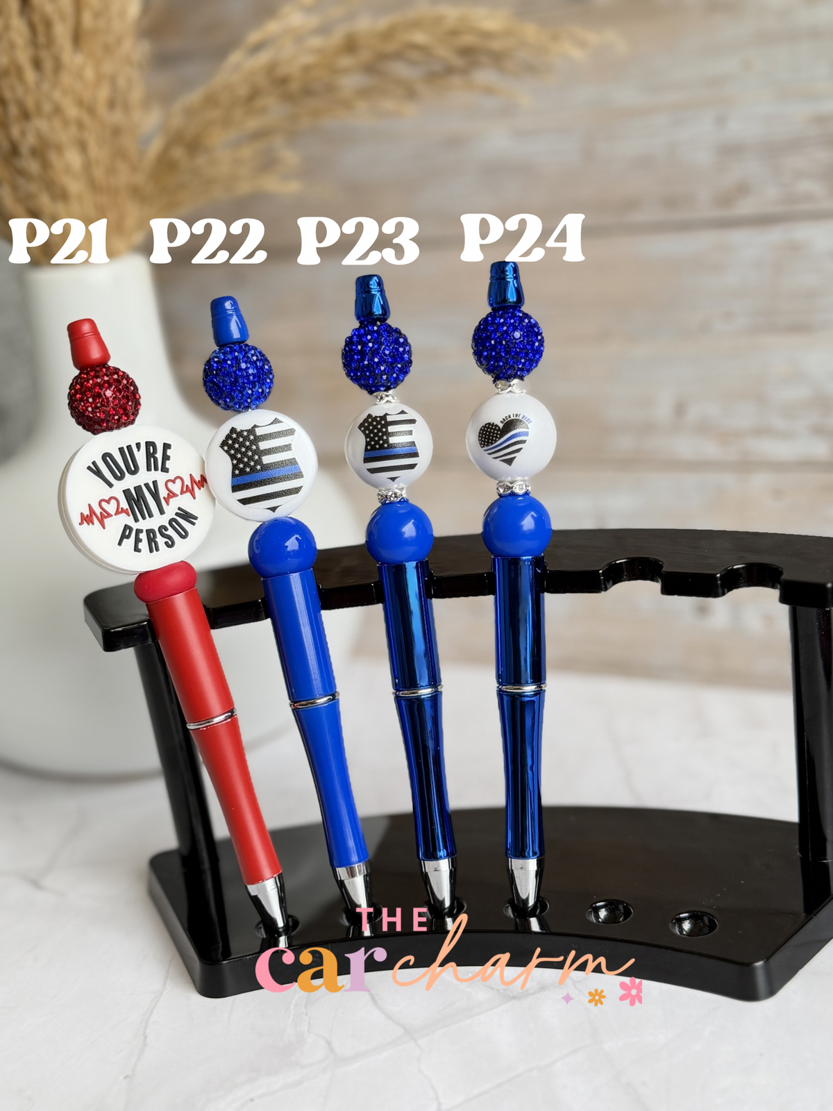 Back the Blue Beaded Pen
