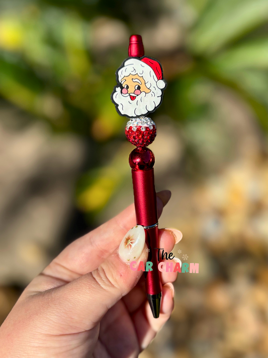 Red Santa Beaded Pen