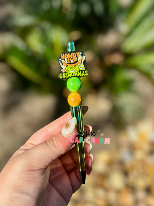 Howdy Grinchmas Beaded Pen