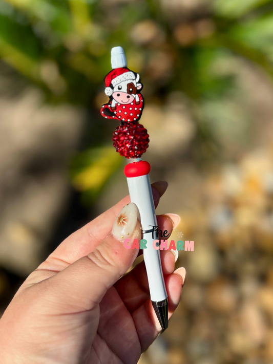 Christmas Cow Beaded Pen