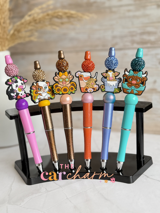 Highland Cow Beaded Pen