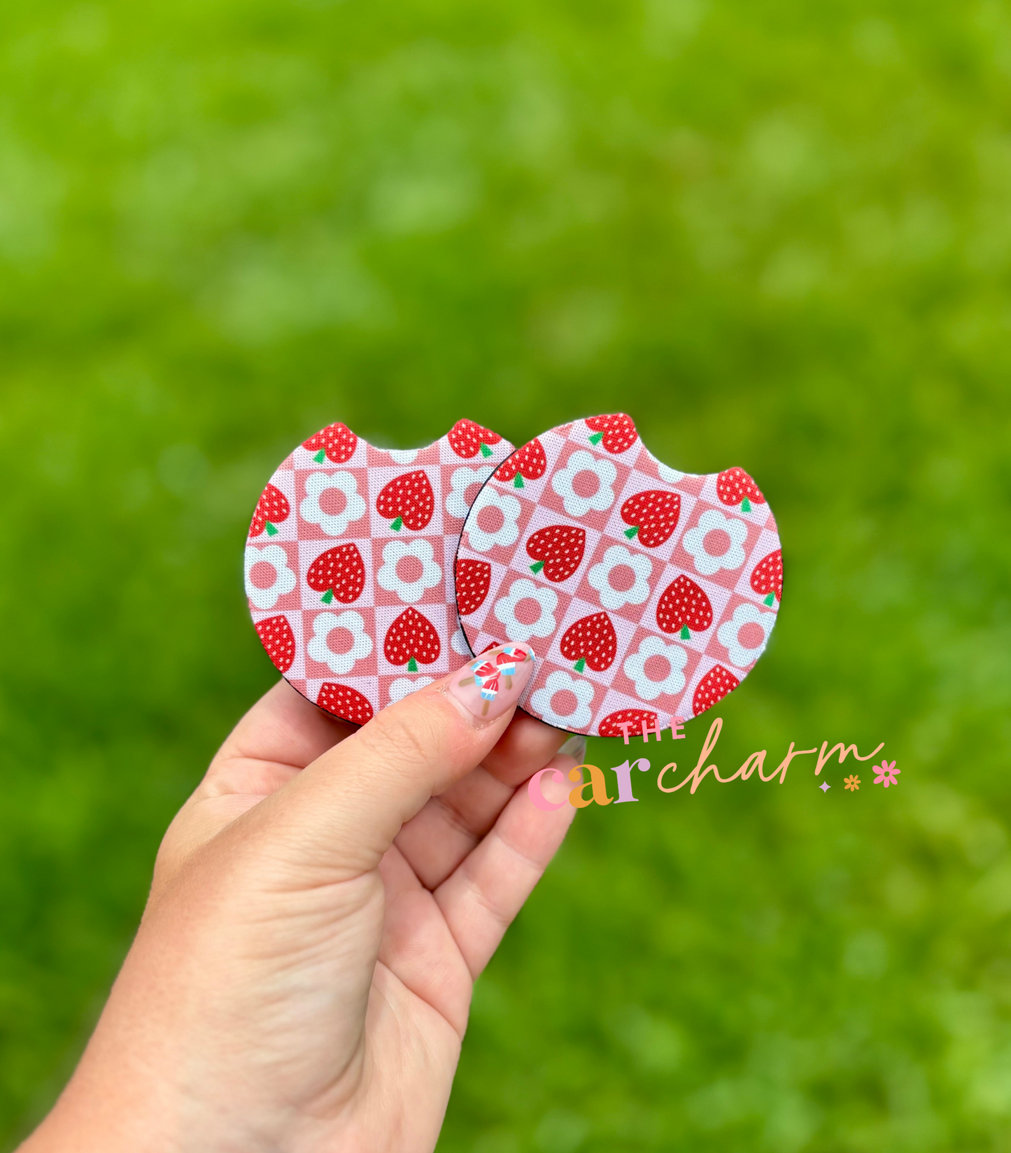 Floral Strawberry Car Coaster