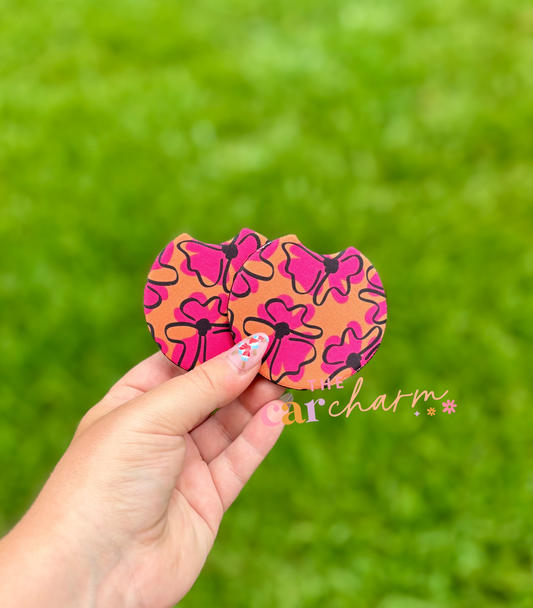 Pink & Orange Retro Car Coaster