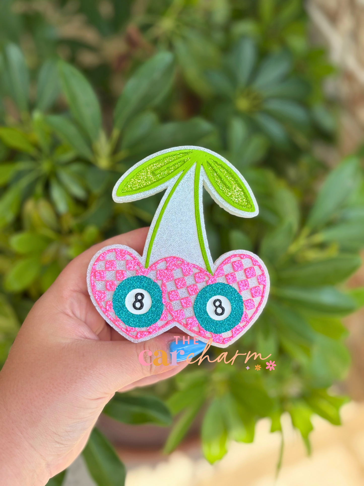 Checkered Heart Cherry 8 Ball Freshie